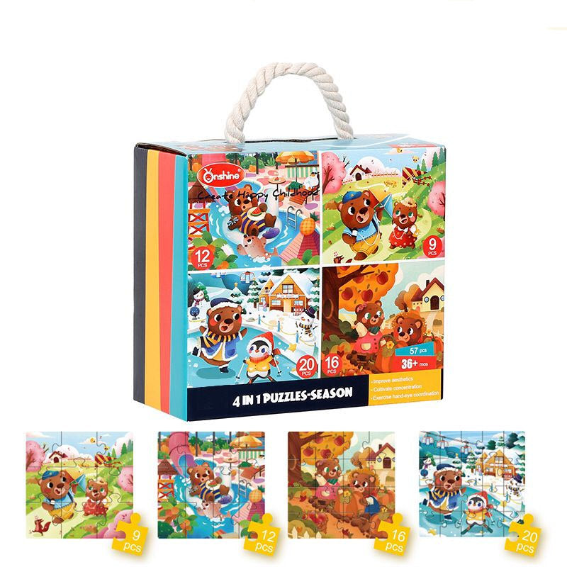 4 Puzzles in 1 Mega große Puzzleteile für kleine Kinder