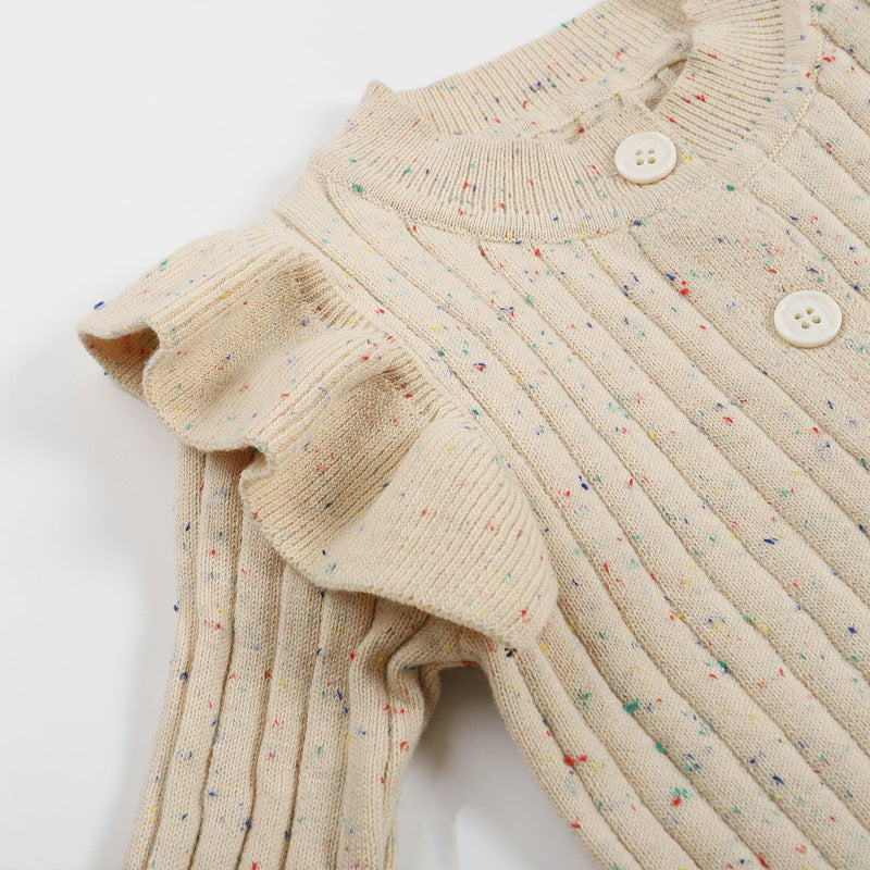 Gestrickter Strampler für Babys, Mädchen – weicher Baumwoll-Overall für Herbst und Frühling