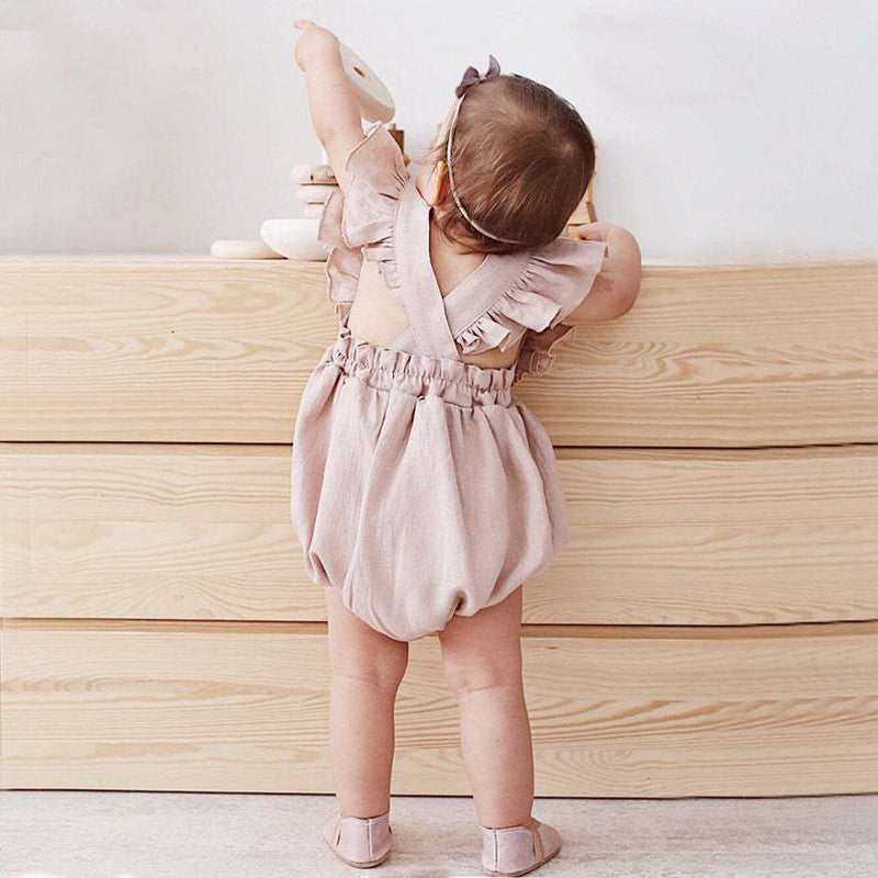Body pour bébé fille manches volants col carré