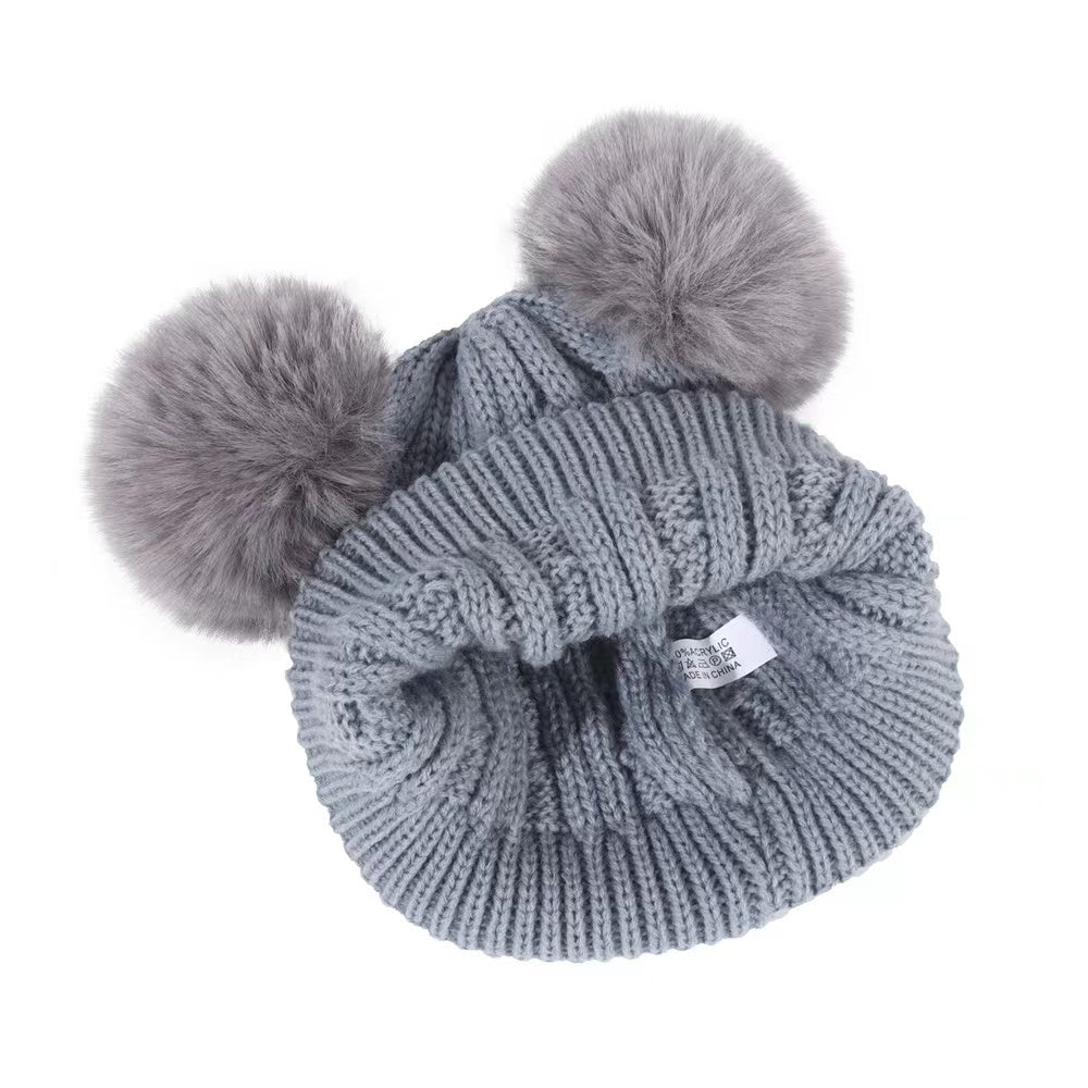 Gorro y calentador de cuello con pompón para bebé