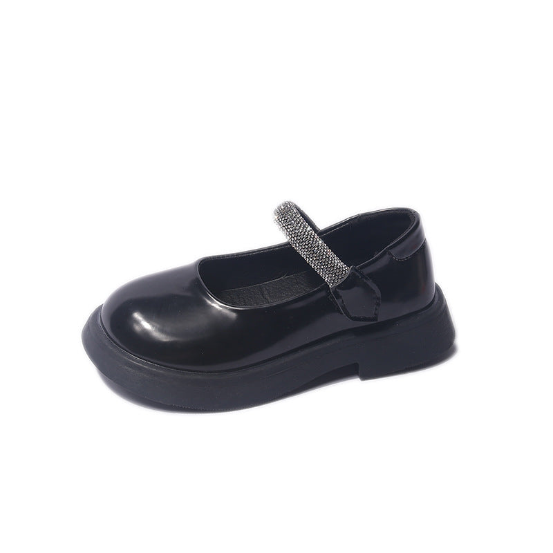 Kunstlederschuhe mit dicker Sohle und Strasssteinen für kleine Mädchen