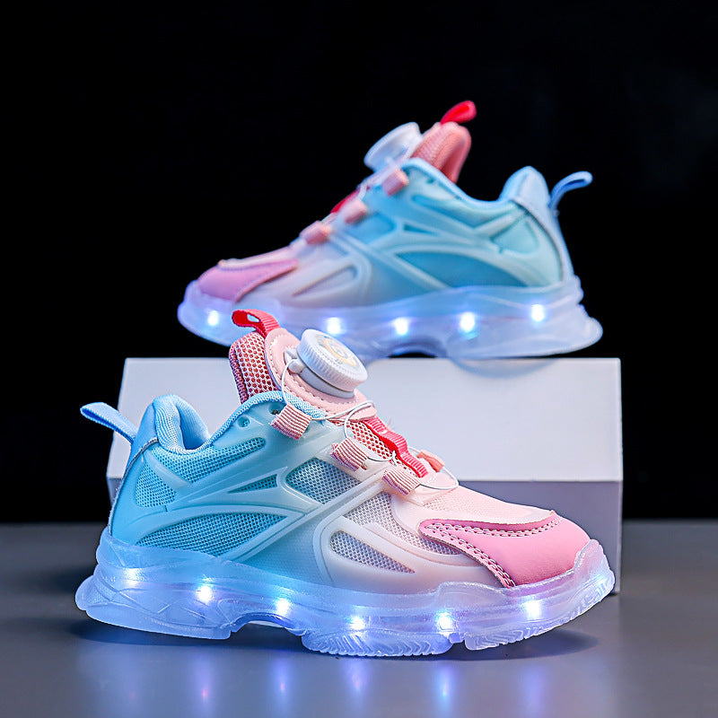 Chaussures sport lumineuses en matière mesh respirable pour fille ou garcon