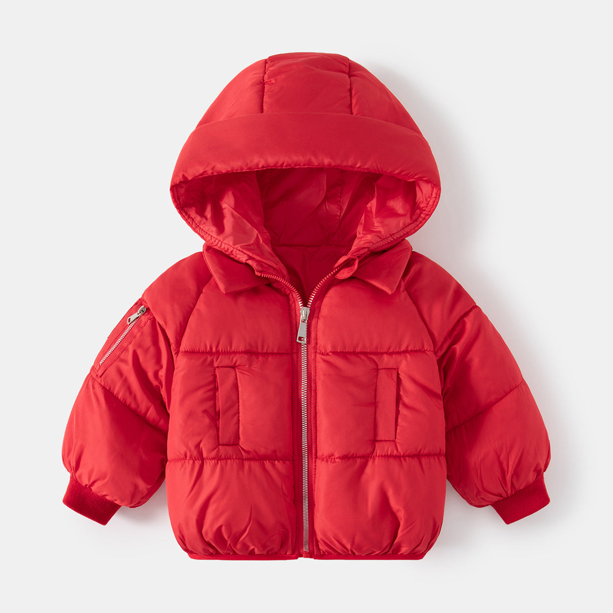 Chaqueta acolchada para niños con capucha de invierno de moda.