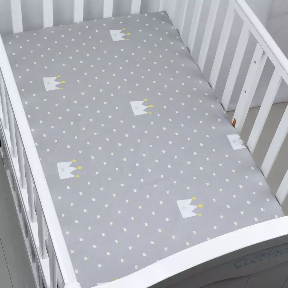 Draps en coton pour lit bébé avec motif arc en ciel
