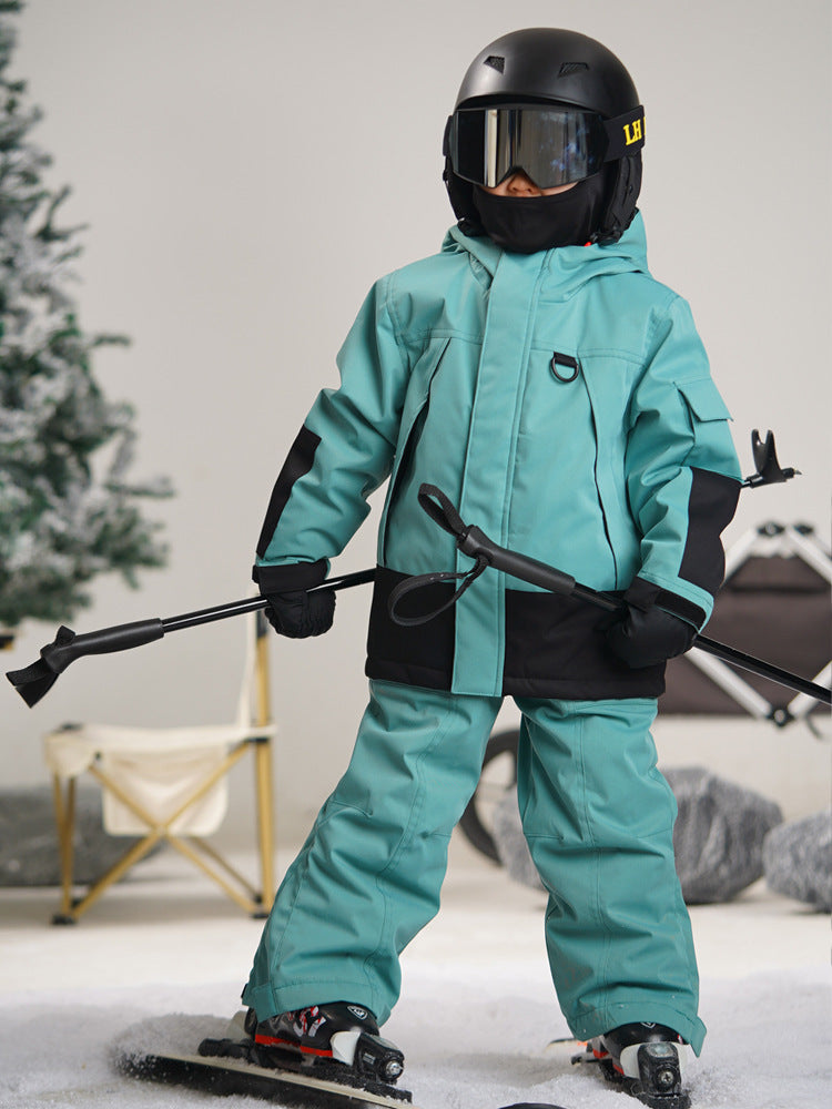 Conjunto de esquí infantil, abrigo y mono impermeable y transpirable para niños y niñas