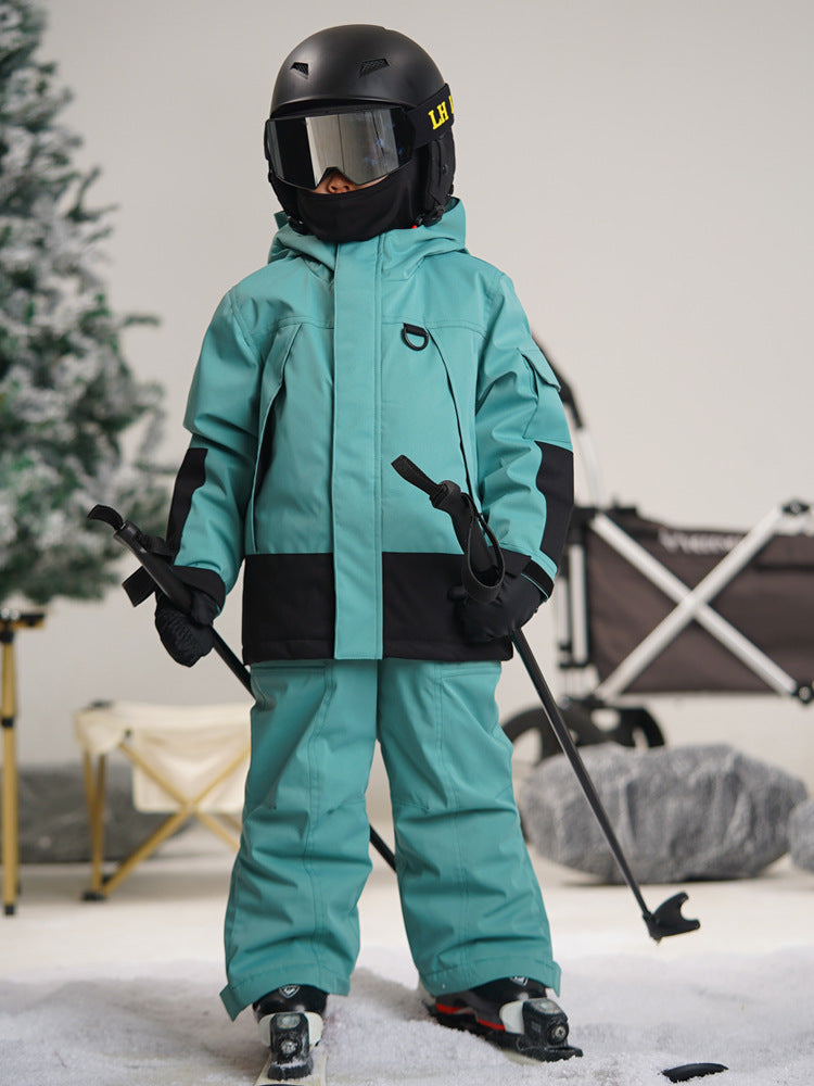 Conjunto de esquí infantil, abrigo y mono impermeable y transpirable para niños y niñas