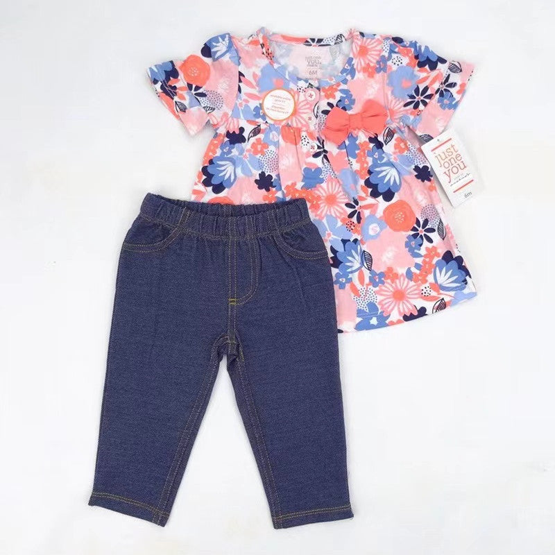 Set aus geblümtem Top und Jeans für Baby-Mädchen
