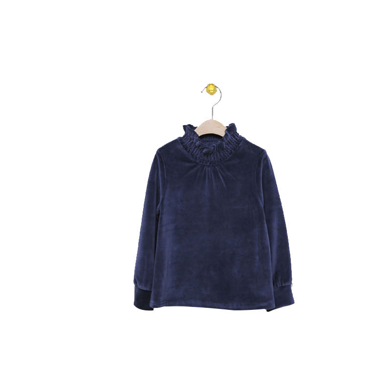 Mädchen-Winterset: Samt-T-Shirt und Wollkleid