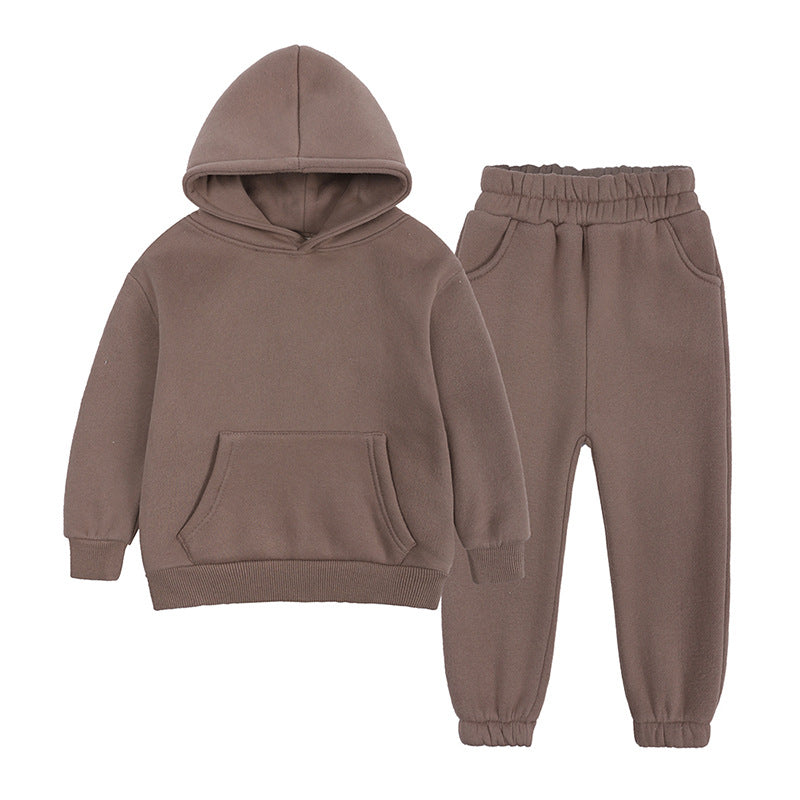 Kapuzensweatshirt-Jogging-Set für Kinder und Jugendliche mit Fleecefutter