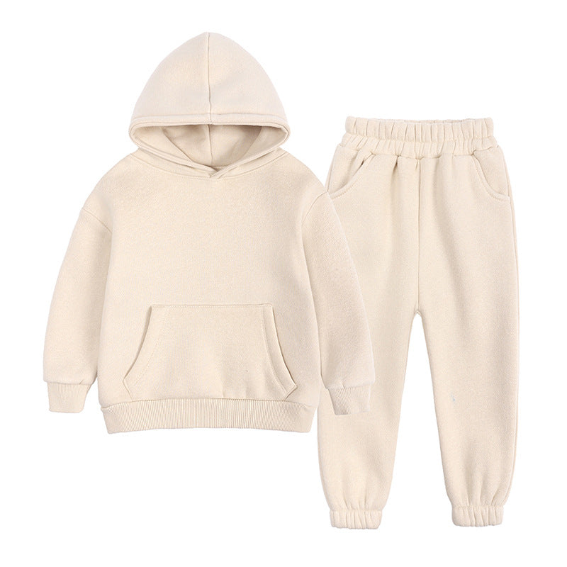 Kapuzensweatshirt-Jogging-Set für Kinder und Jugendliche mit Fleecefutter