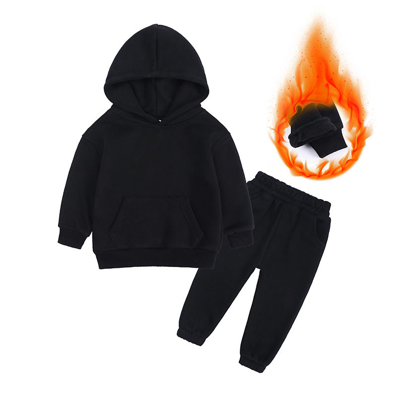 Kapuzensweatshirt-Jogging-Set für Kinder und Jugendliche mit Fleecefutter