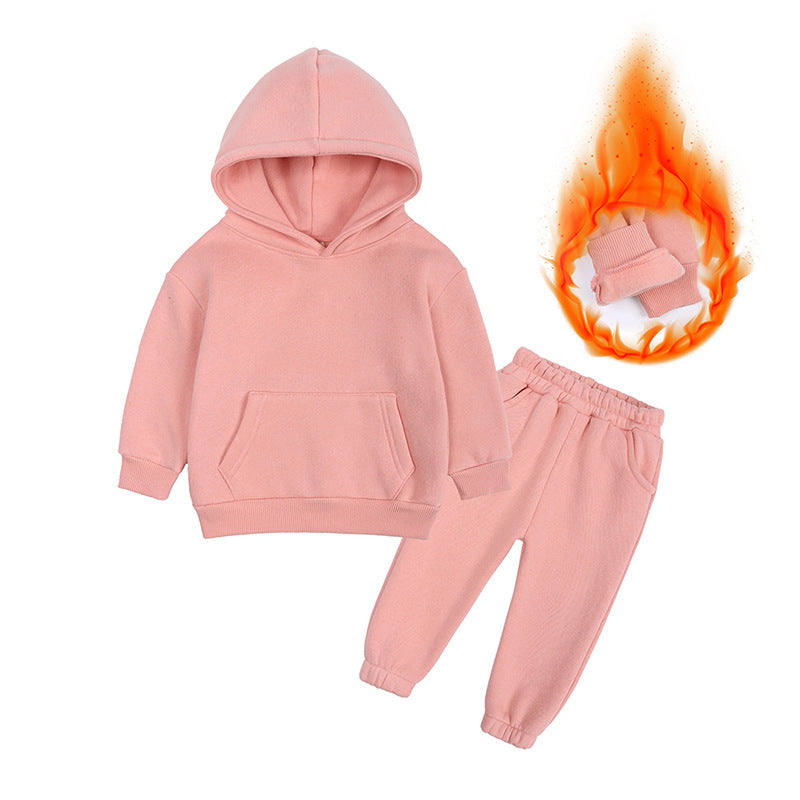Kapuzensweatshirt-Jogging-Set für Kinder und Jugendliche mit Fleecefutter
