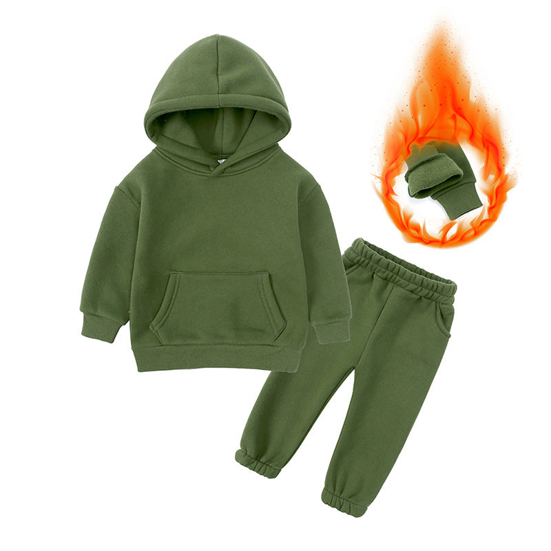 Kapuzensweatshirt-Jogging-Set für Kinder und Jugendliche mit Fleecefutter