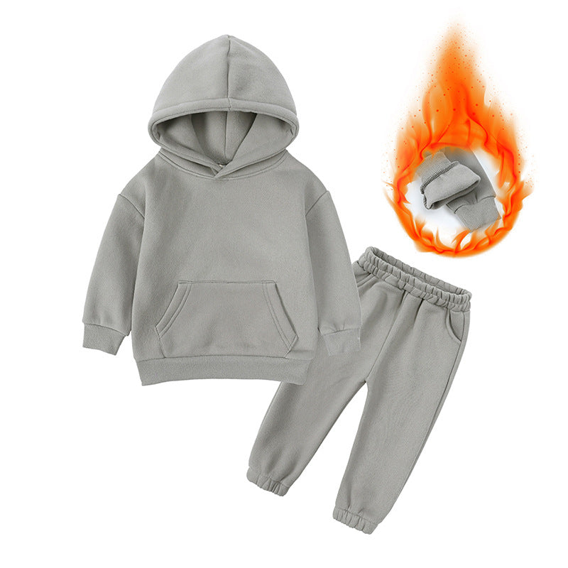 Kapuzensweatshirt-Jogging-Set für Kinder und Jugendliche mit Fleecefutter