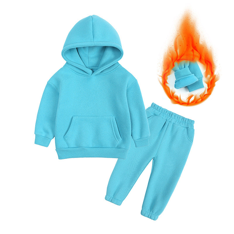 Kapuzensweatshirt-Jogging-Set für Kinder und Jugendliche mit Fleecefutter