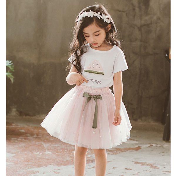 Set für Mädchen – Kurzarm-T-Shirt und Chiffonrock