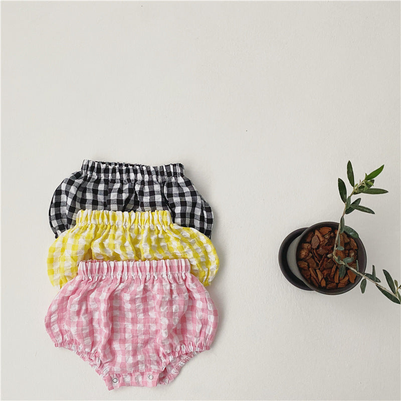 Vintage-Set aus Shorts und T-Shirt mit Karomuster für kleine Mädchen