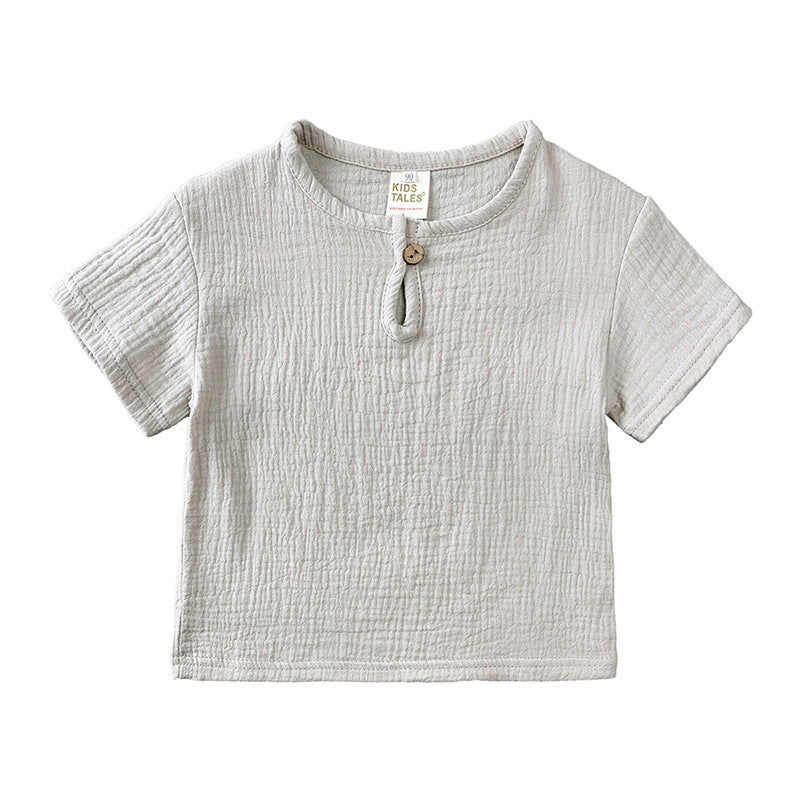 Conjunto de camiseta y pantalones cortos de algodón ligero de verano para niños y niñas.