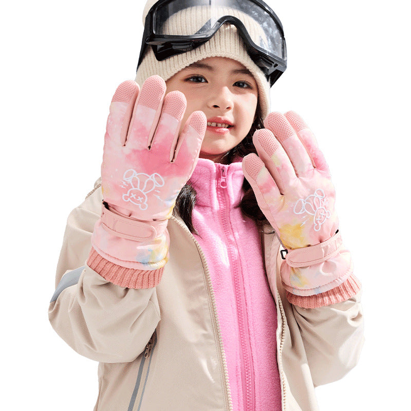 Guantes de esquí impermeables y antideslizantes para niños.