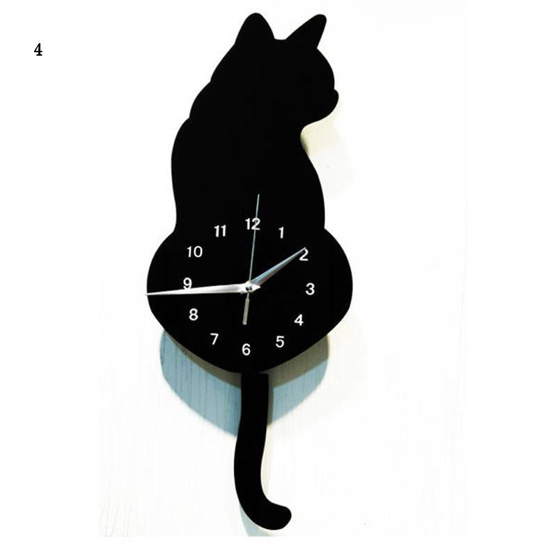 Katzen-Wanduhr mit beweglichem Schwanz