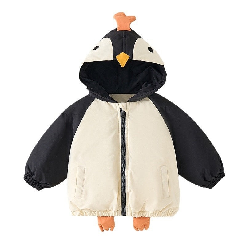 Doudoune Enfant Style Pingouin – Capuche, Imperméable et Coupe-Vent