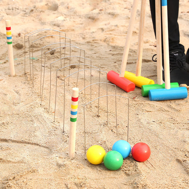 Jeu de croquet en bois coloré pour enfants