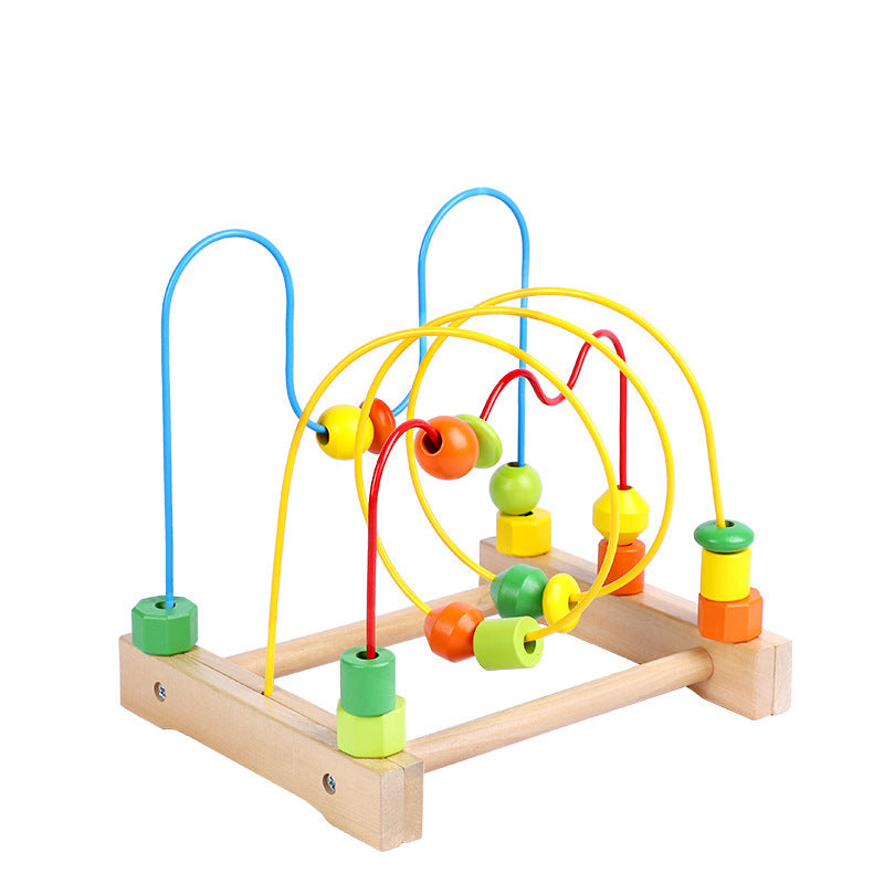 Hölzernes Perlenlabyrinth für die Entwicklung von Kindern mit berührten Farben und Formen