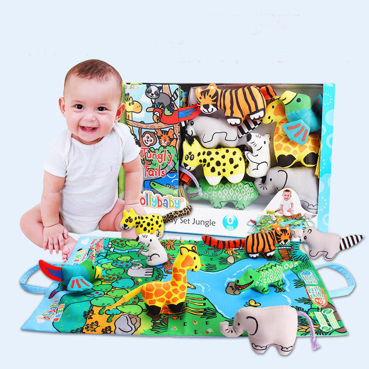 Baby-Stoffteppichbuch mit Dschungeltier-Kuscheltieren