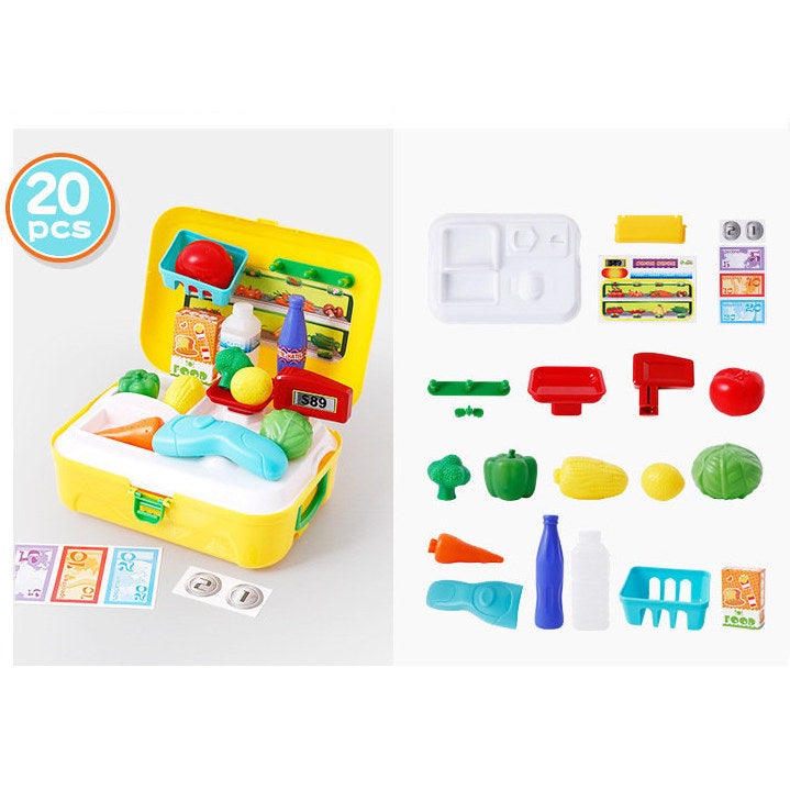 Supermarktkoffer mit Obst- und Gemüsebox aus Kunststoff für Kinder