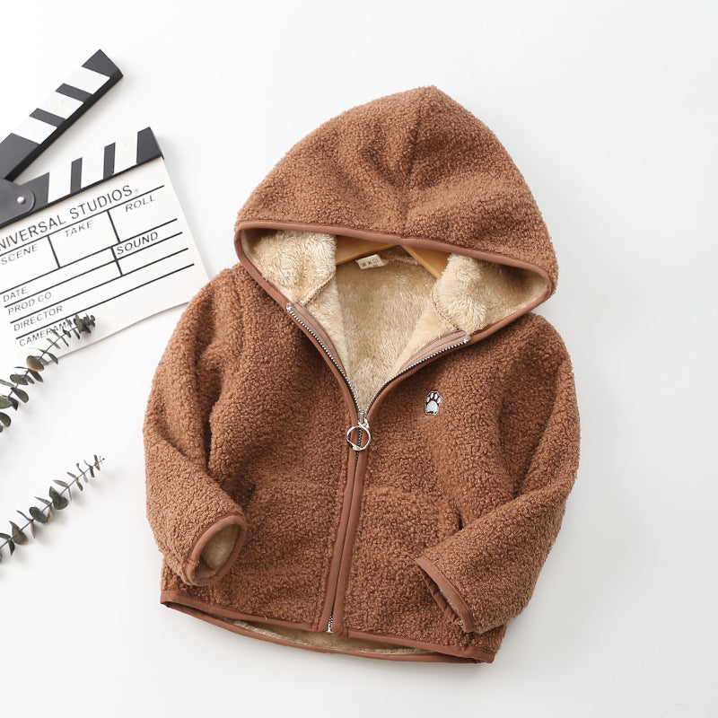 Manteau Polaire Chaud Garçon 3-10 Ans - Capuche Et Fermeture Éclair, Motif Voitures Camions Tracteurs