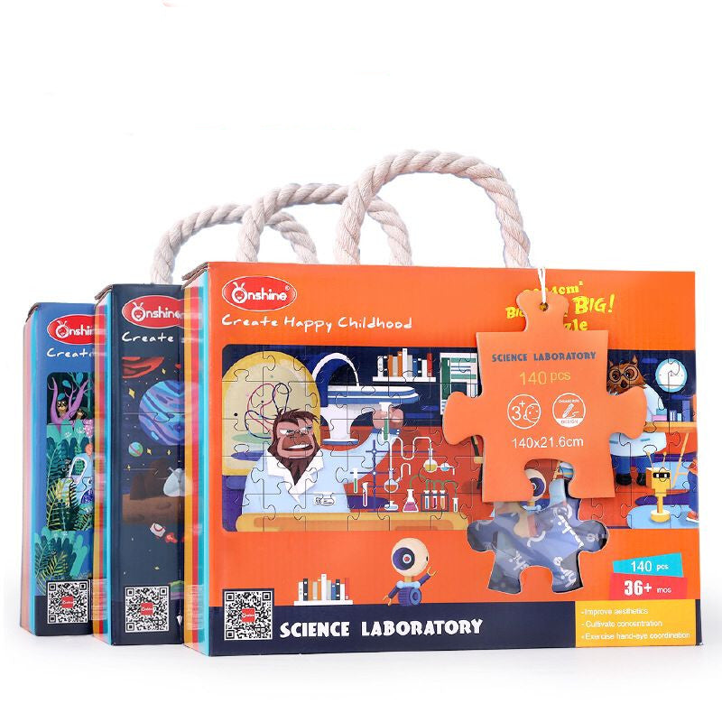 Mega puzzle pour enfant frise grandes pièces jungle ou labo science
