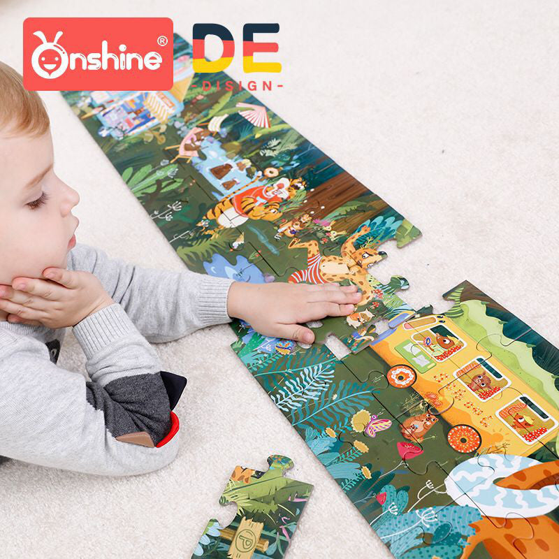 Mega puzzle pour enfant frise grandes pièces jungle ou labo science