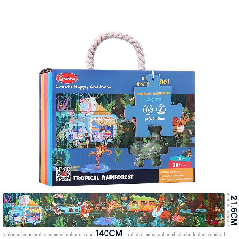Mega puzzle pour enfant frise grandes pièces jungle ou labo science