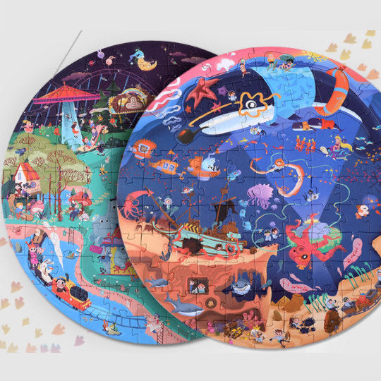 Mega rundes Puzzle für Kinder, große Teile, Ozean-Vergnügungspark