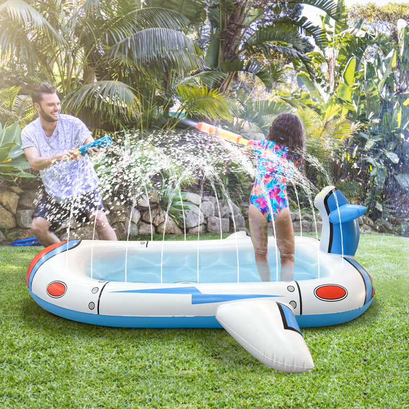 Mini piscina inflable para niños con chorros de agua al aire libre