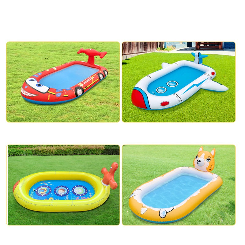 Mini piscina inflable para niños con chorros de agua al aire libre