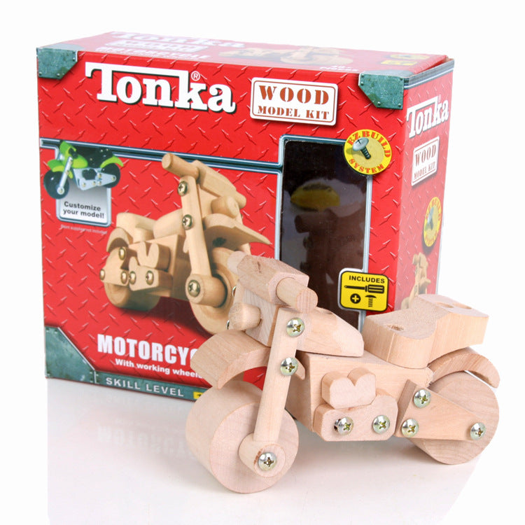 Moto de madera para construir para niños, modelo para niños