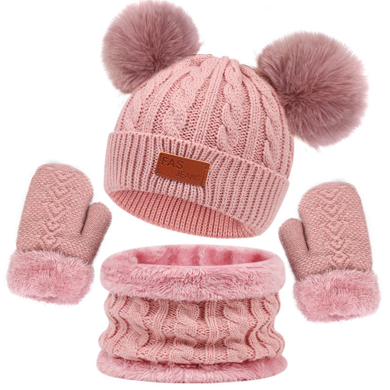 Gorro y calentador de cuello con pompón para bebé