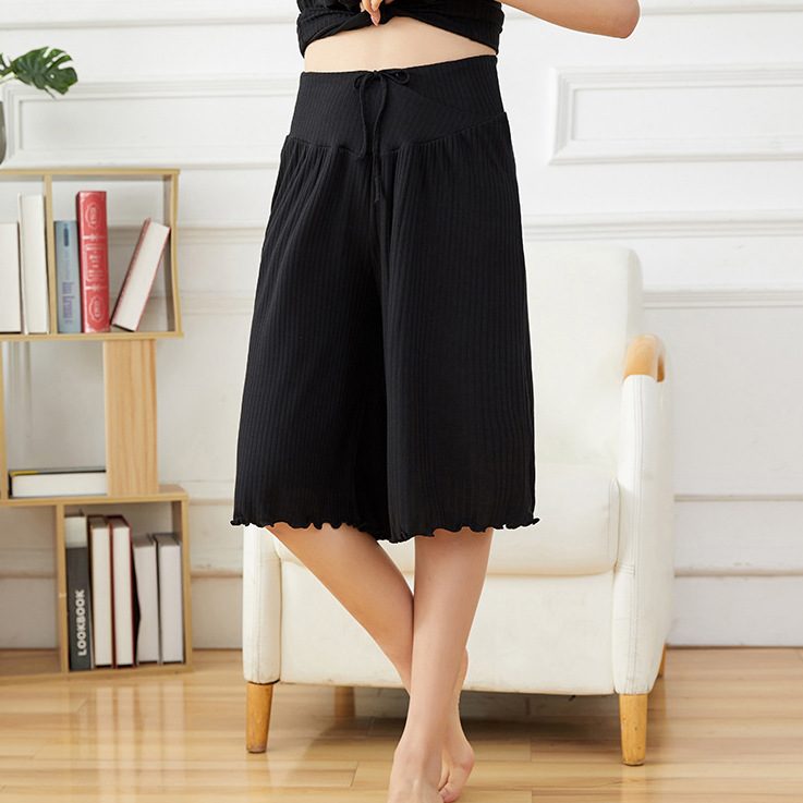 Pantalones cortos de maternidad para madres jóvenes, elásticos, ligeros y largos de algodón.
