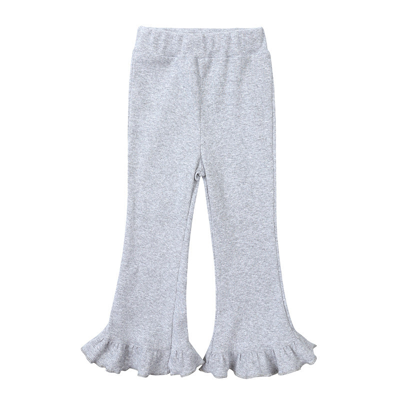 Pantalón de pierna de elefante de algodón para niñas en material elástico