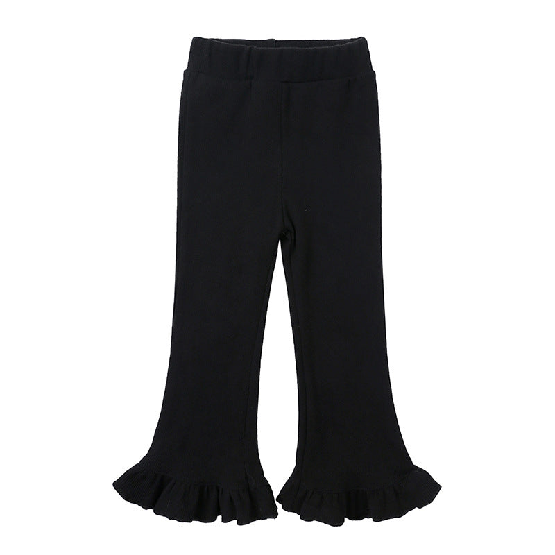 Pantalón de pierna de elefante de algodón para niñas en material elástico