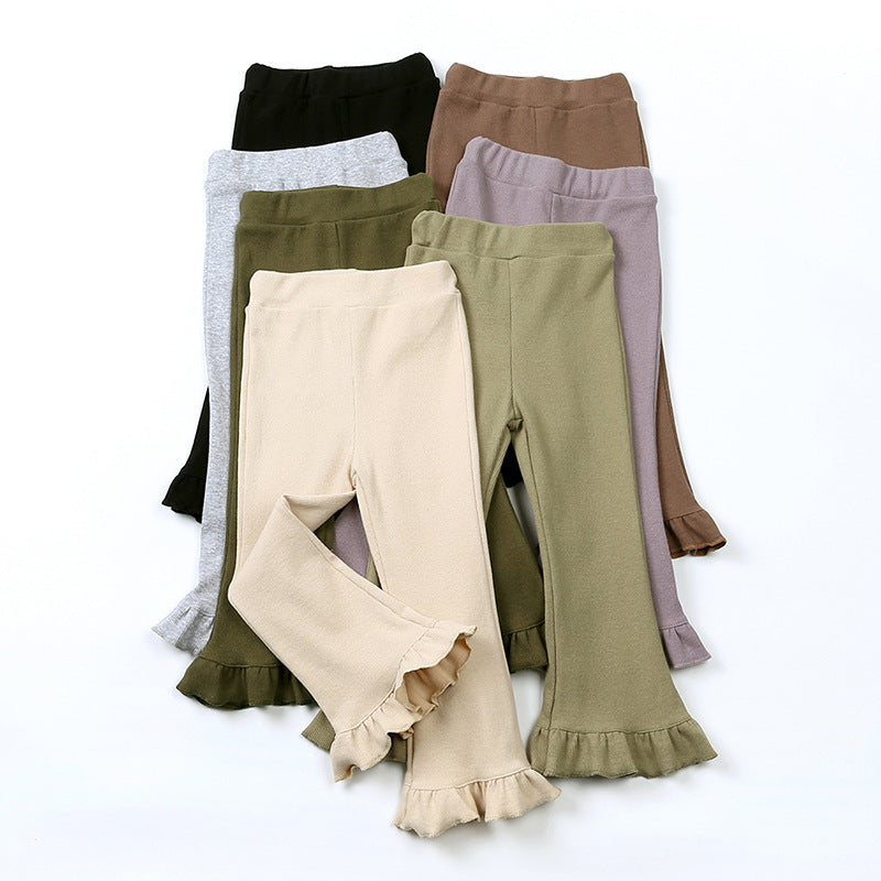 Pantalón de pierna de elefante de algodón para niñas en material elástico
