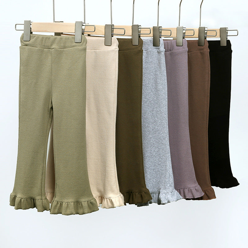 Pantalón de pierna de elefante de algodón para niñas en material elástico