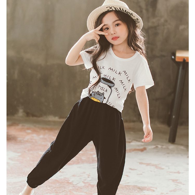Pantalón casual para niña con cinturilla elástica con o sin estampado
