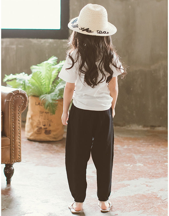 Pantalón casual para niña con cinturilla elástica con o sin estampado