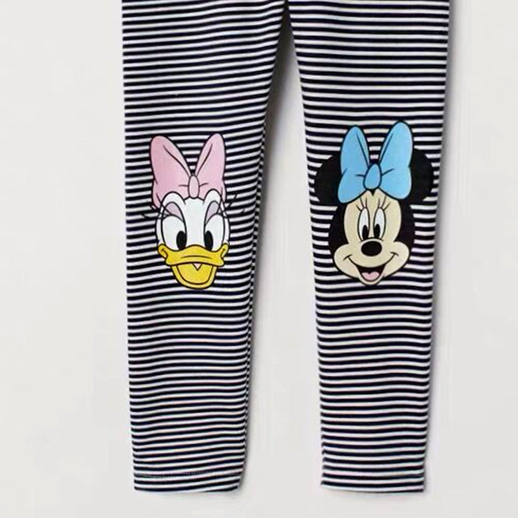 Pantalones de algodón para niñas con personajes en las rodillas.