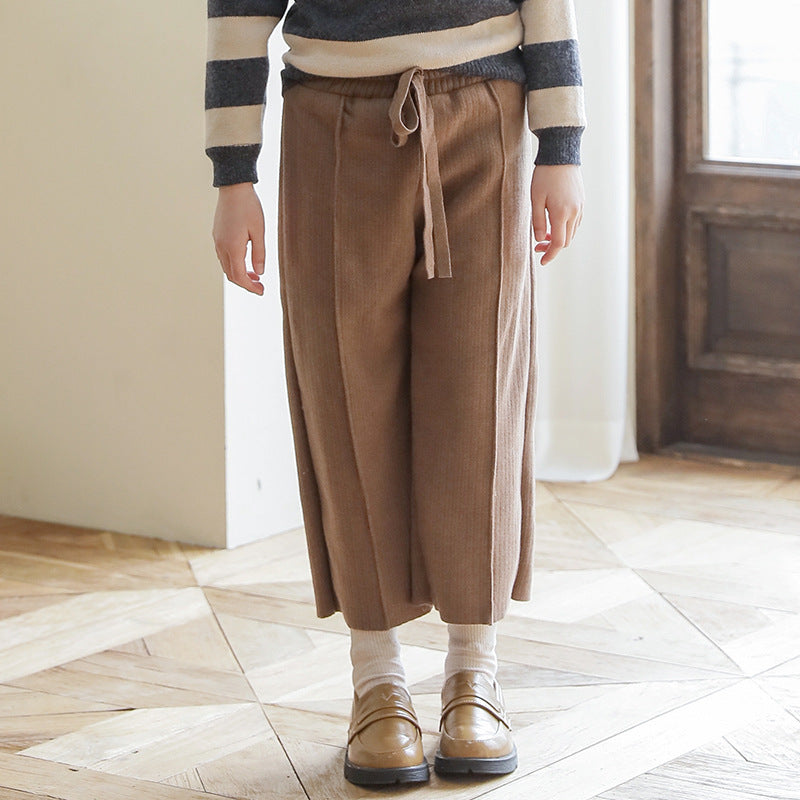 Pantalones holgados para niñas con cinturilla con cordón
