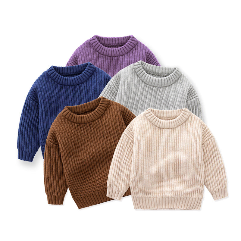 Suéter de punto acanalado suelto para niños: cómodo y elegante