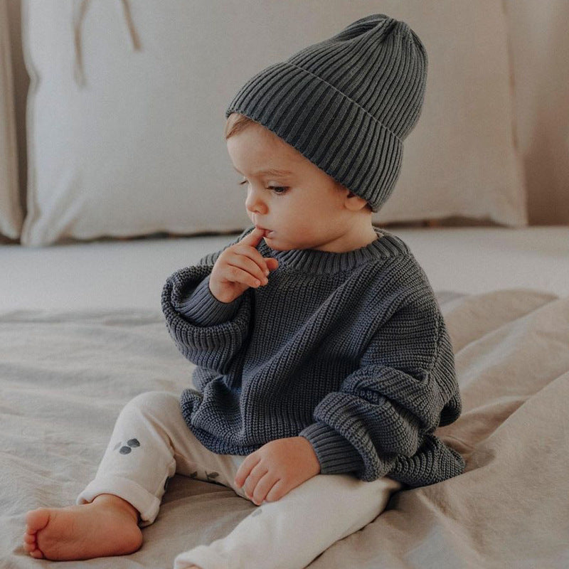 Suéter de punto acanalado suelto para niños: cómodo y elegante