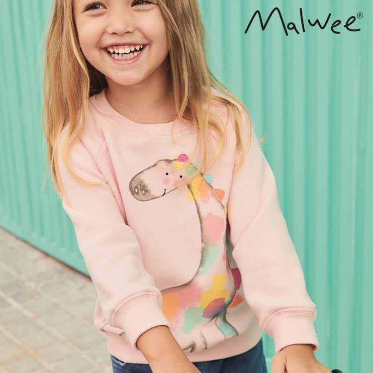 Mädchen Rundhalspullover mit buntem Giraffen-Print